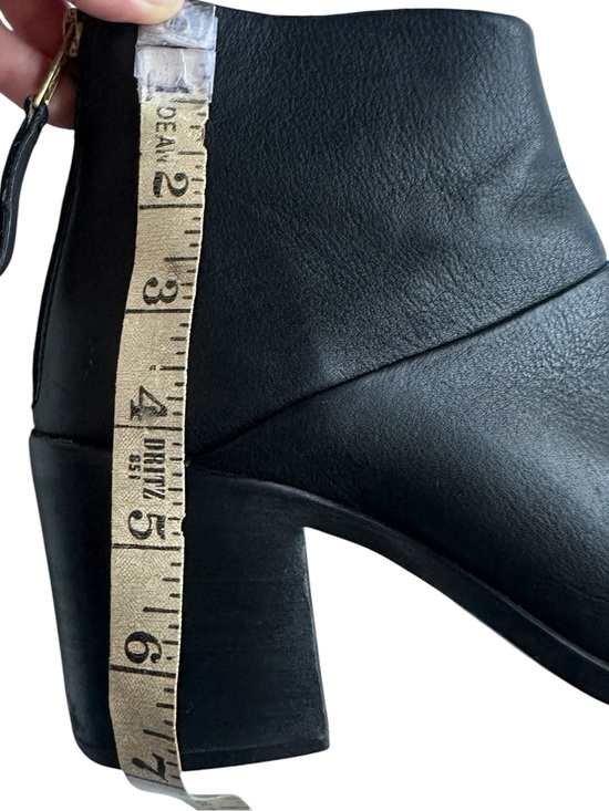Nisolo Daria Black Leather Block Heel Ankle Boots  Zip Booties Size 7.5